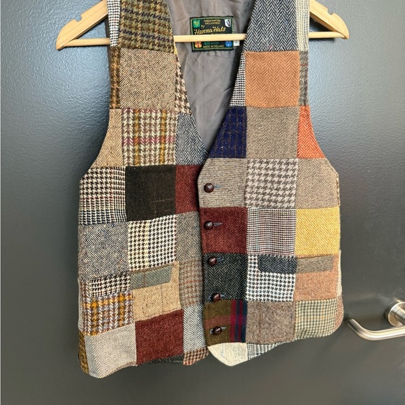 SOLD Men's (Unisex) EVC Hanna’s Hats of Denegal vintage  Patchwork Tweed Vest - Picture 3 of 12